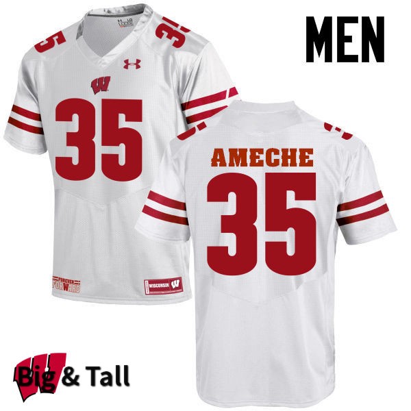 Wisconsin Badgers Men's #35 Alan Ameche NCAA Under Armour Authentic White Big & Tall College Stitched Football Jersey CT40Z83FN